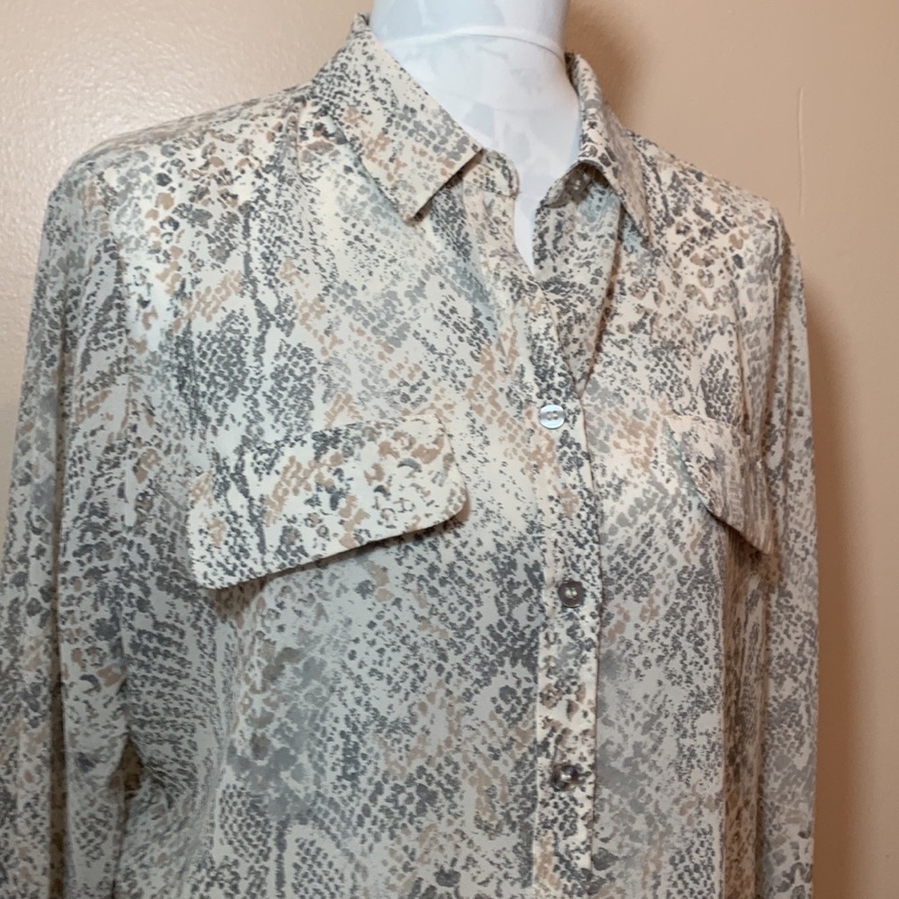 Chico’s Python Print Sheer Button Down Blouse - Picture 13 of 14